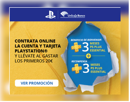 Hasta 6 meses gratis y 25€ de crédito PSN solo por contratar la cuenta y tarjeta débito PlayStation con Unicaja Banco - Liberbank